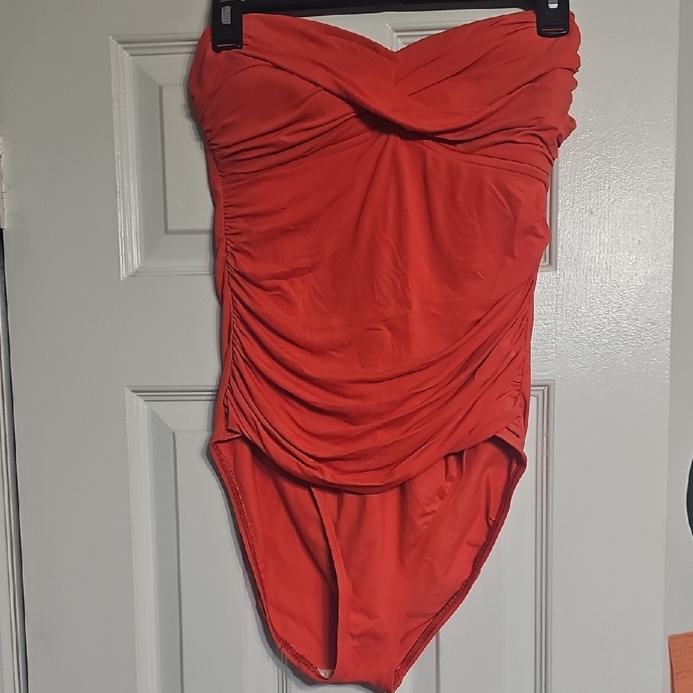 Red Strapless Swimsuit